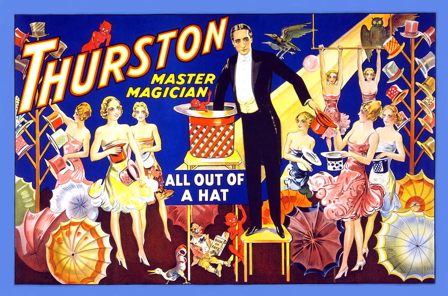 Thurston, Master Magician all out of a Hat. Painting by Unknown