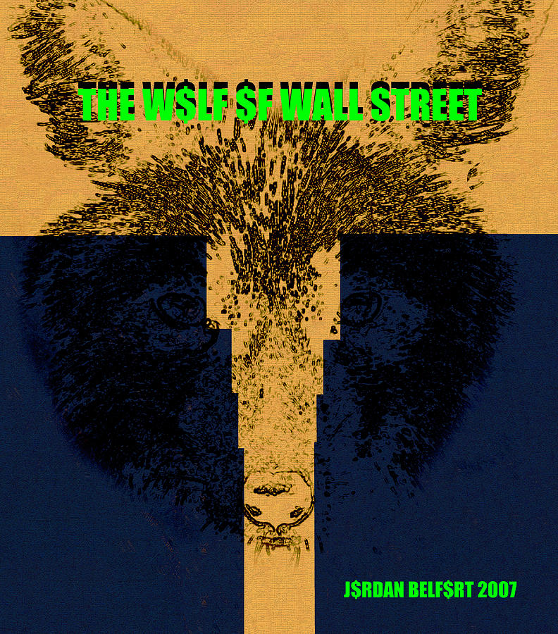 The wolf of Wall Street minimalsm art book cover Mixed Media by David Lee Thompson