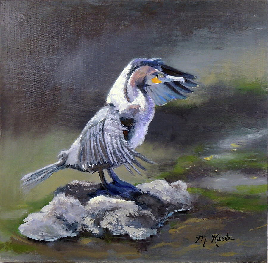 Tiber River Cormorant Painting by Marsha Karle Tiber River Cormorant Painting by Marsha Karle