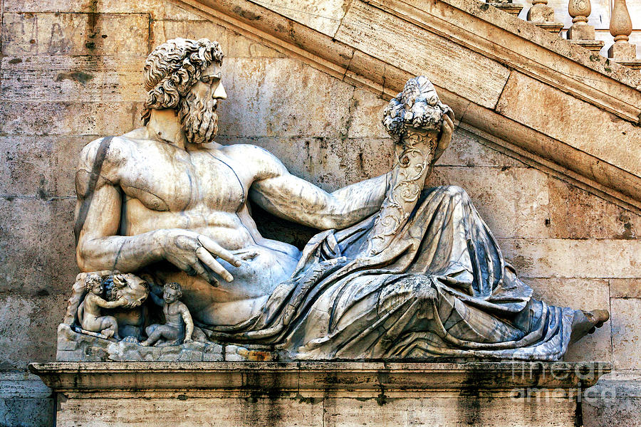 Tiber River God at the Piazza del Campidoglio in Rom Photograph by John Rizzuto