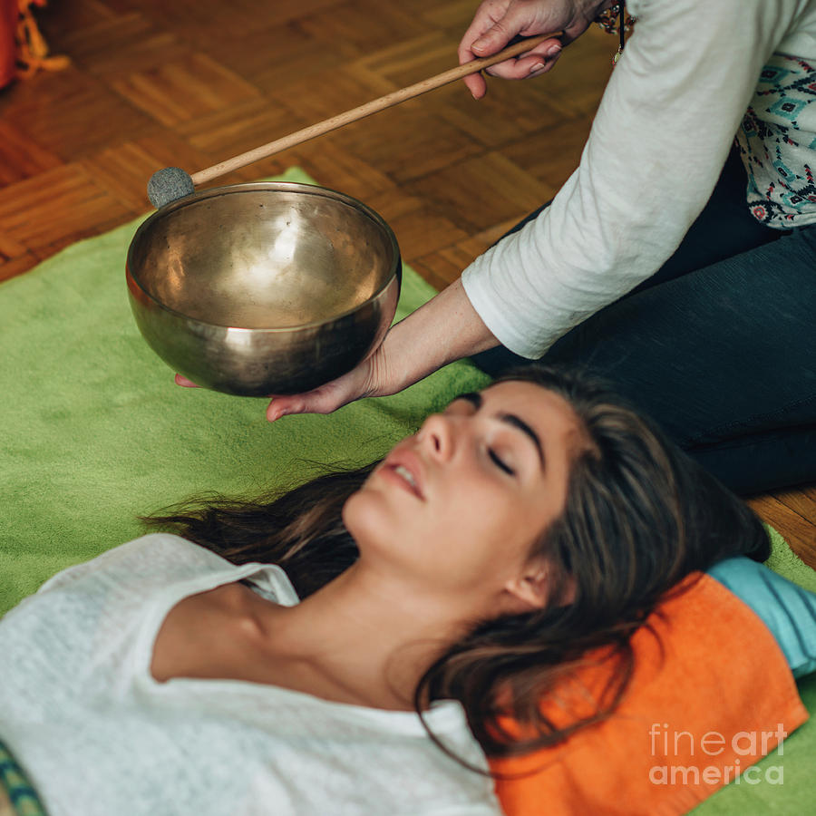 Music Photograph - Tibetan Singing Bowl Therapy by Microgen Images/science Photo Library