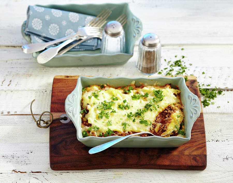 Ticino Polenta Minced Meat Gratin In A Baking Dish switzerland Photograph by Teubner Foodfoto