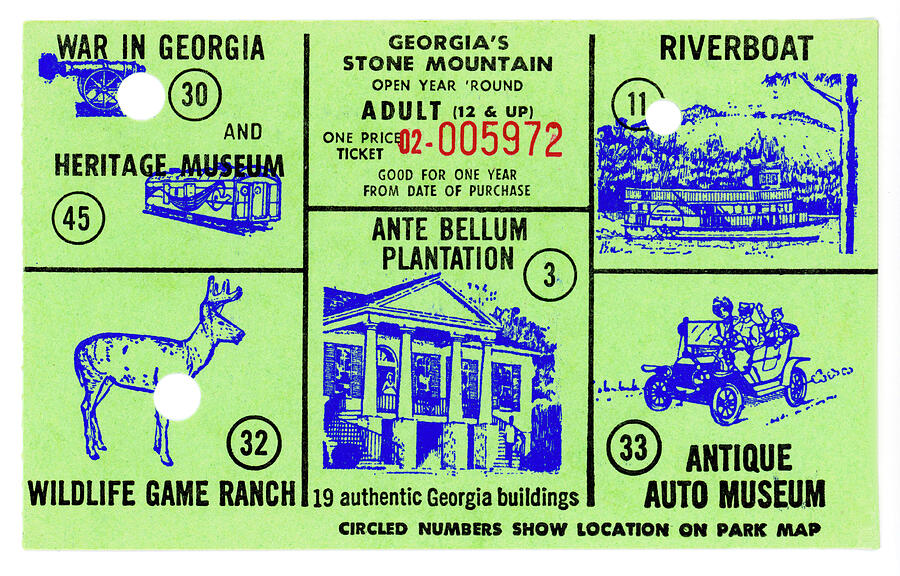 Ticket Photograph - Ticket To Stone Mountain Georgia by Paul W Faust - Impressions of Light