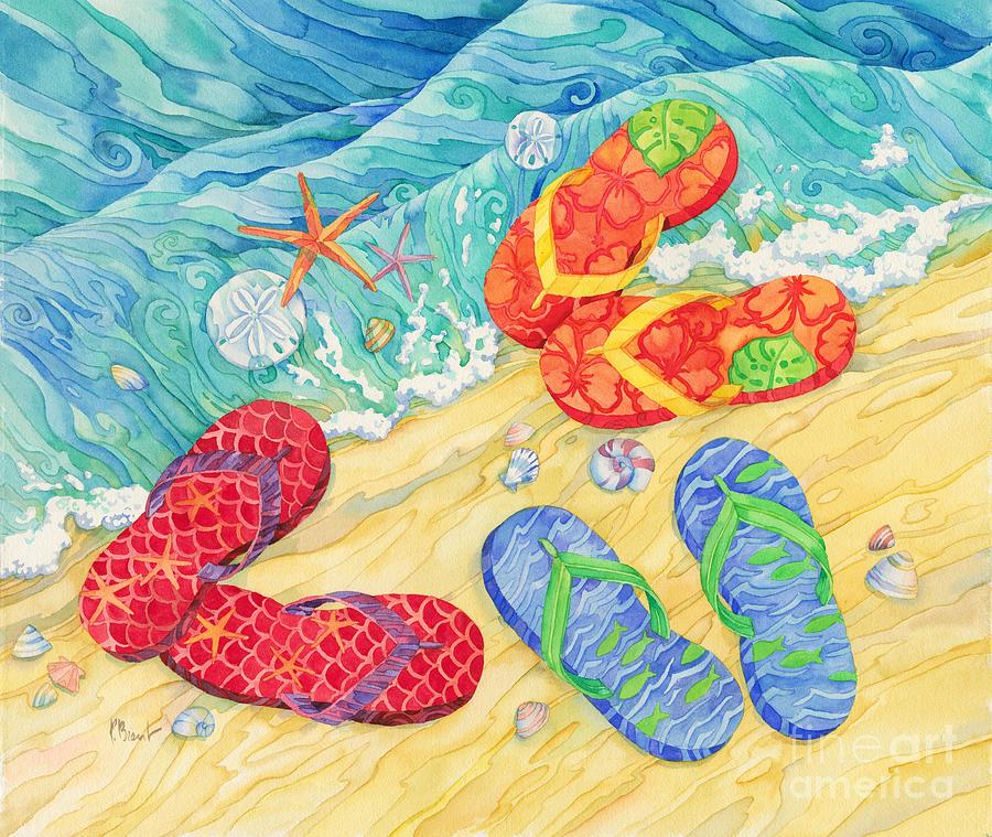 Shell Painting - Tide Pool Flip Flops by Paul Brent