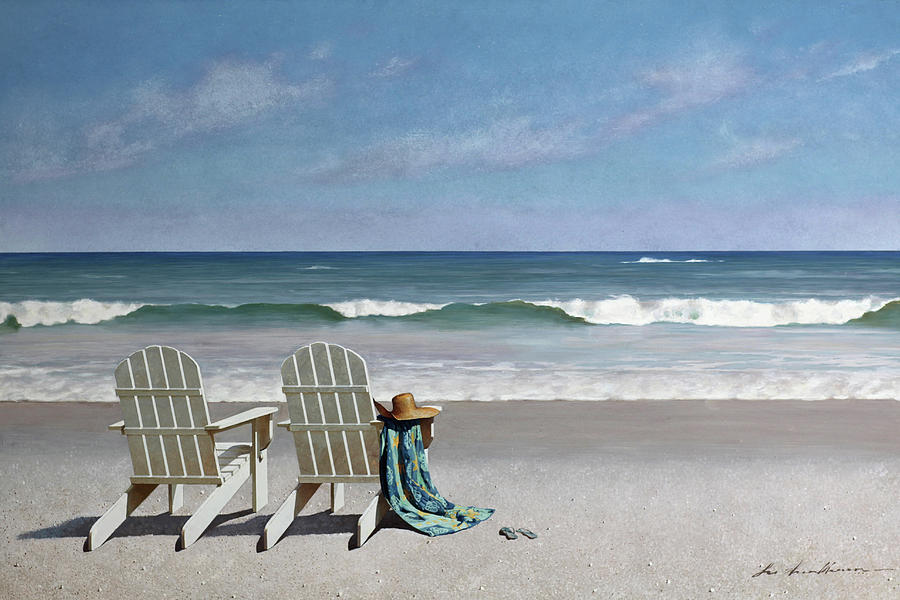 Beach Painting - Tide Watching by Zhen-huan Lu
