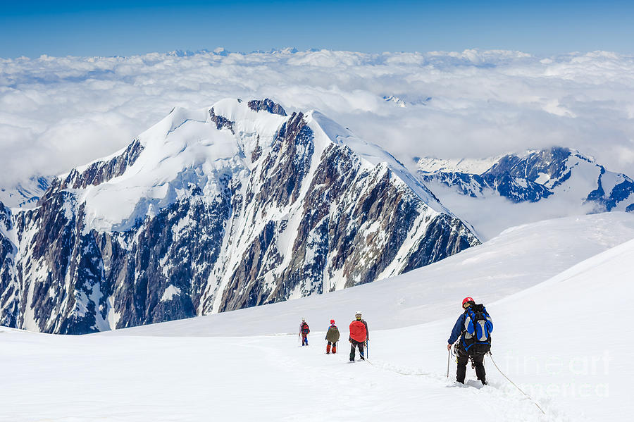 Altitude Photograph - Tied Climbers Climbing Mountain by Olga Danylenko Altitude Photograph - Tied Climbers Climbing Mountain by Olga Danylenko