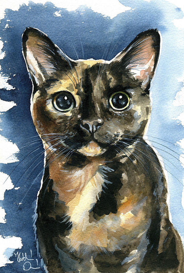 Cat Painting - Tiffany Tortoiseshell Cat Painting by Dora Hathazi Mendes