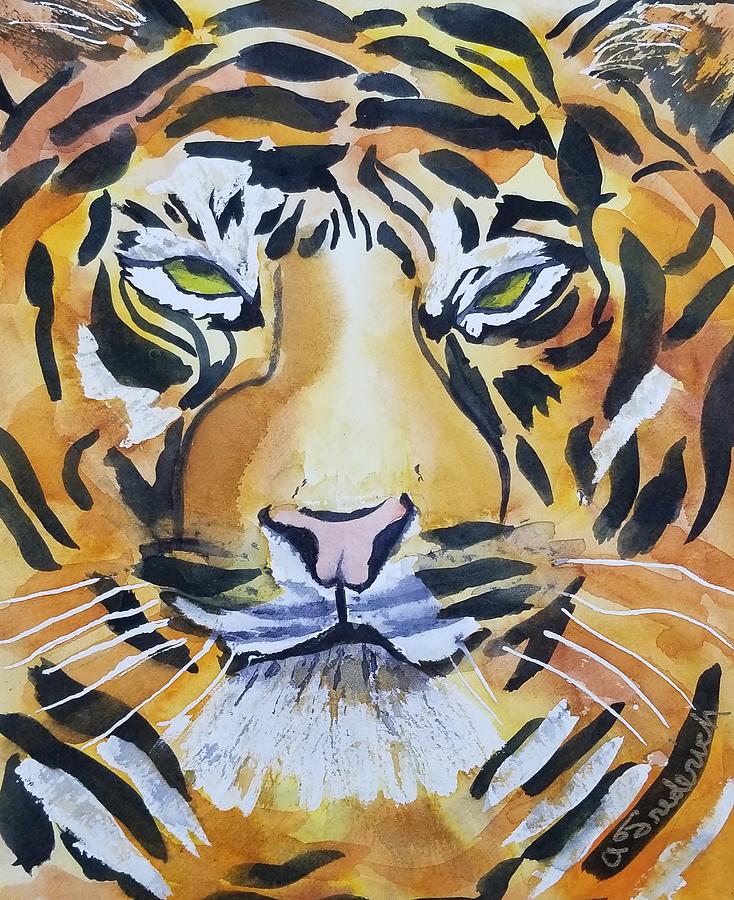 Tiger Eyes Painting by Ann Frederick
