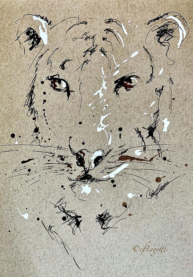 Tiger Stare Drawing by C F Legette