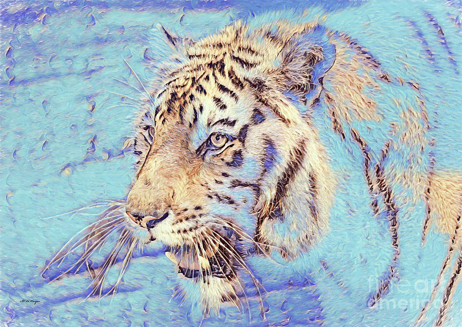 Tiger In Oil Mixed Media by DB Hayes