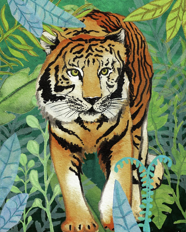 Jungle Mixed Media - Tiger In The Jungle II by Elizabeth Medley
