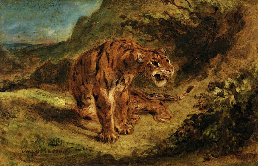 Tiger On The Look-out Painting by Eugene Delacroix - Fine Art America