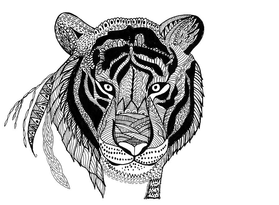 Tiger Painted Pen In Zentangle Technic. Handmade Illustration Wi Photograph  by Cavan Images - Fine Art America