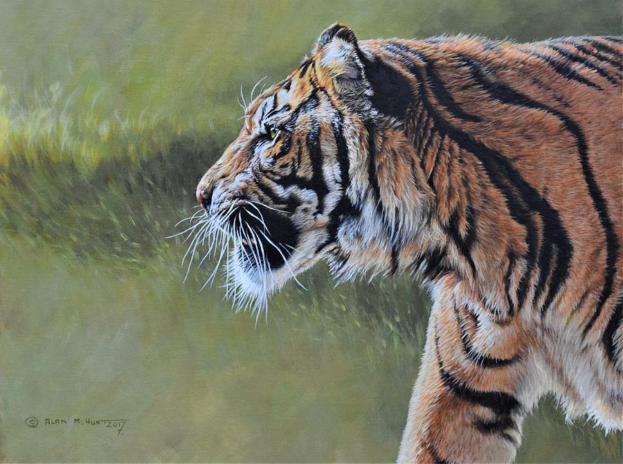 Tiger Portrait by Alan M Hunt Painting by Alan M Hunt