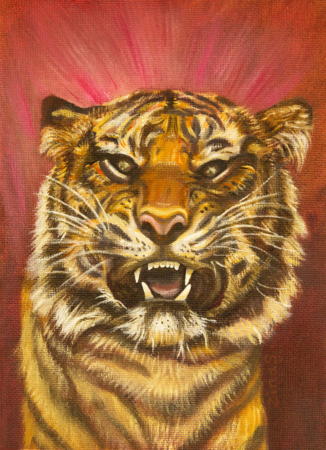 Tiger portrait Painting by Zina Stromberg