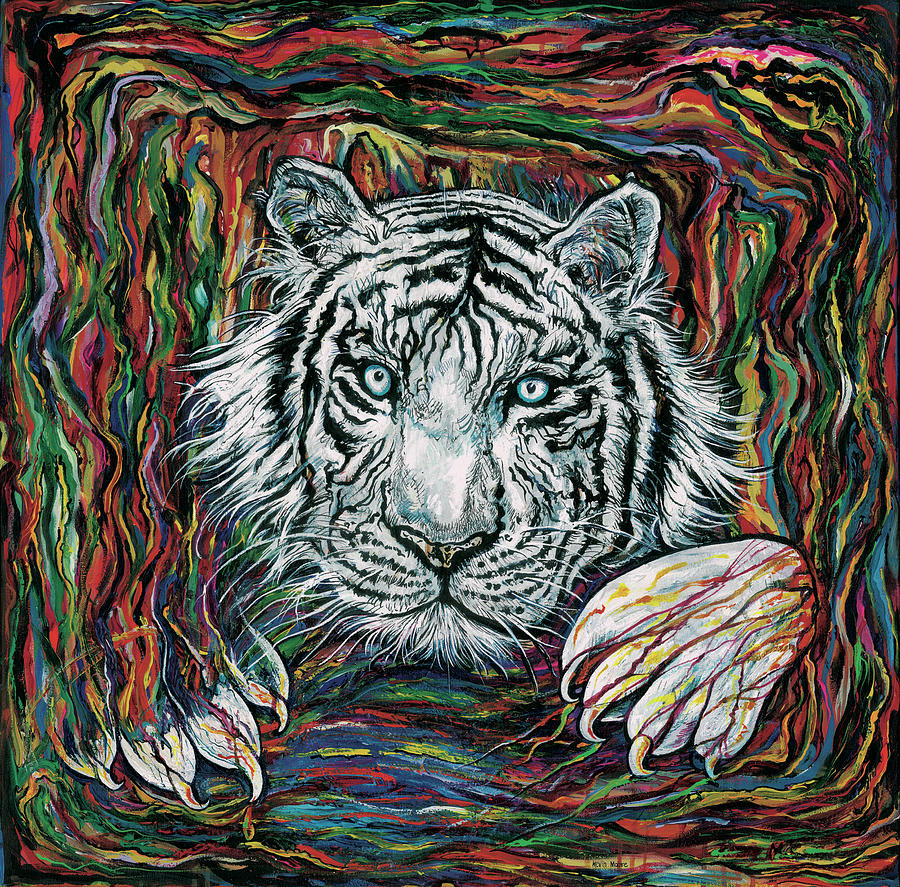 Tiger Ripping Colour Painting by Kevin Derek Moore