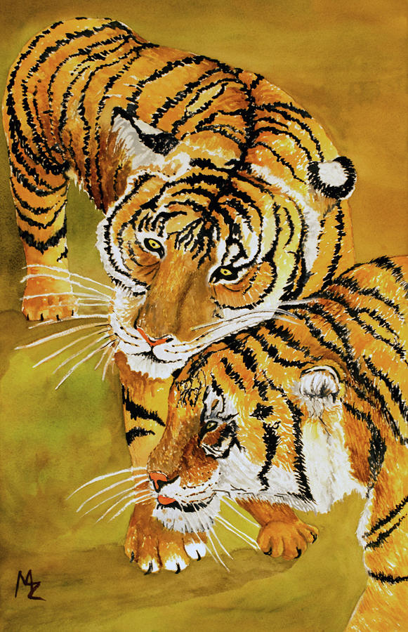 Tiger Romance Painting by Margaret Zabor