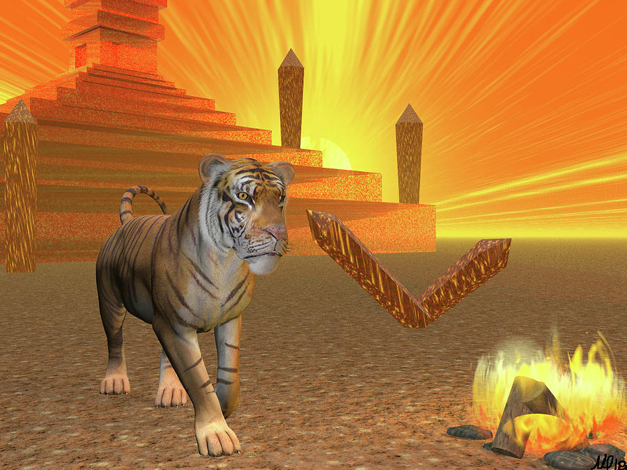 Fantasy Digital Art - Tiger, Tiger Burning Bright by Michele Wilson