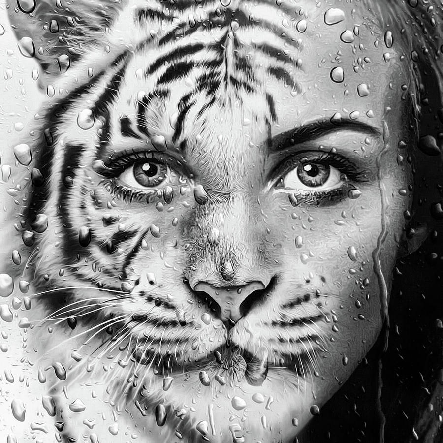 Tiger Woman Digital Art by Matthias Hauser