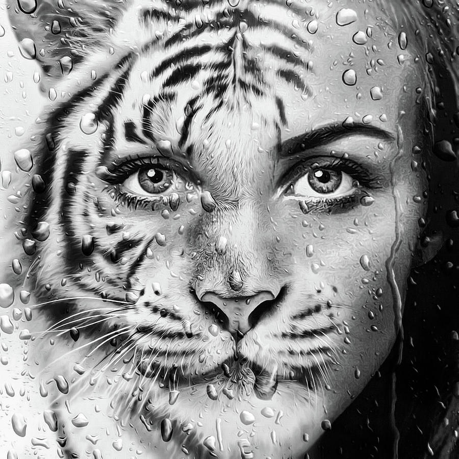 Tiger Woman Digital Art by Matthias Hauser - Fine Art America