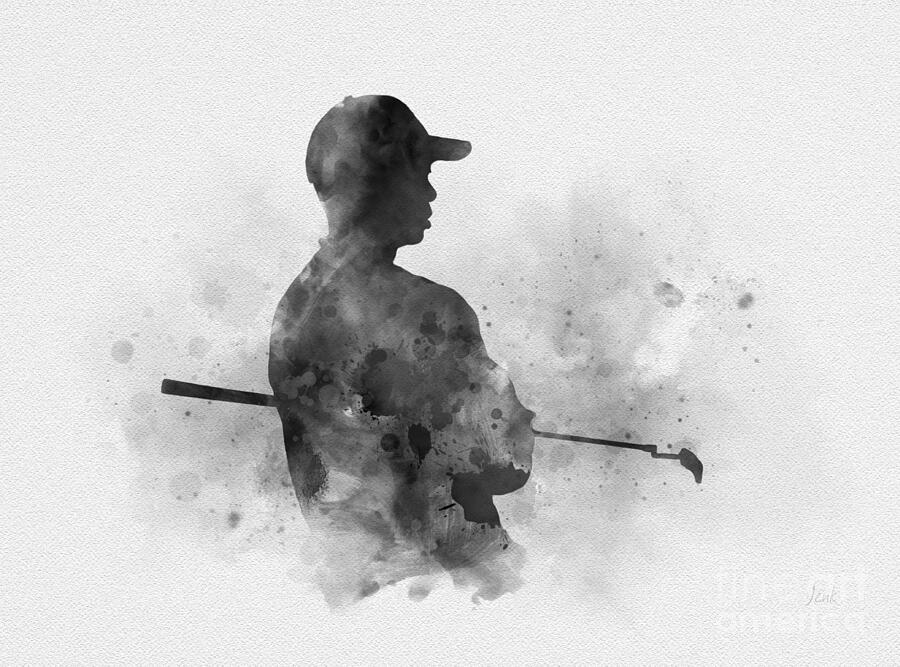 Tiger Woods black and white Mixed Media by My Inspiration