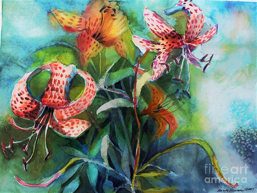 Tigerlilies Glowing Lght Painting by Mindy Newman