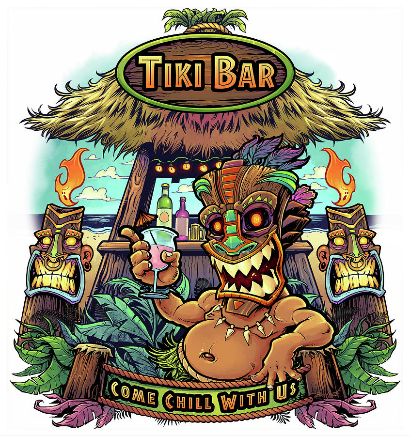 Beach Digital Art - Tiki Bar by Flyland Designs