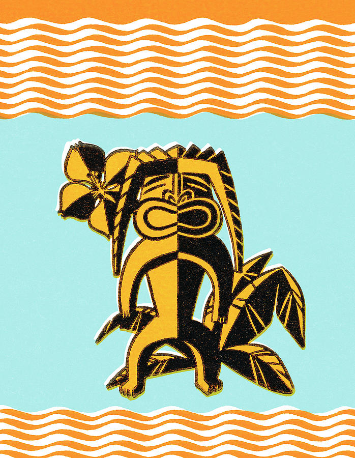 Vintage Drawing - Tiki totem by CSA Images