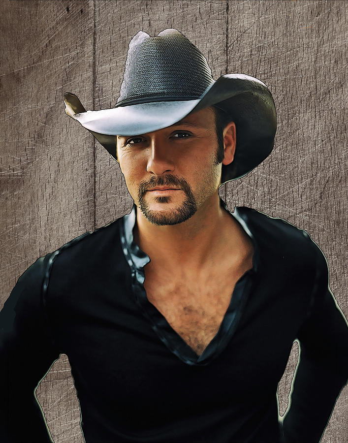 Tim McGraw in Front of Barn Siding Painting by Elaine Plesser - Fine ...
