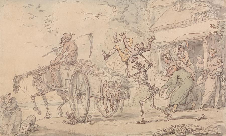 Time and Death and Goody Barton Drawing by Thomas Rowlandson