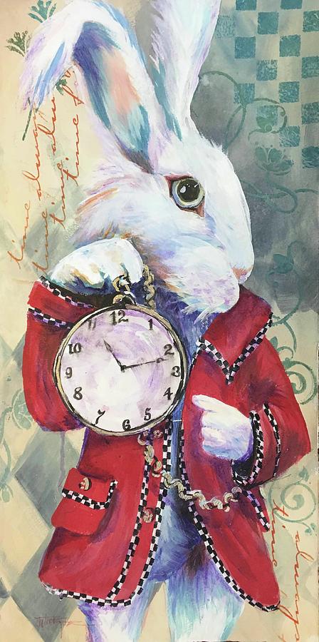 Time for Alice Painting by J Worthington Watercolors