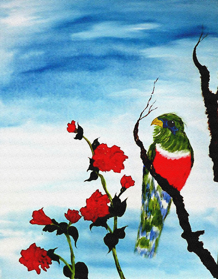 Time Parrot Painting by Belinda Landtroop