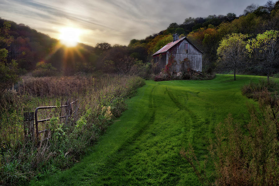 Time Passages - Rustic ivy-covered barn in driftless region of southern Wisconsin Photograph by Peter Herman