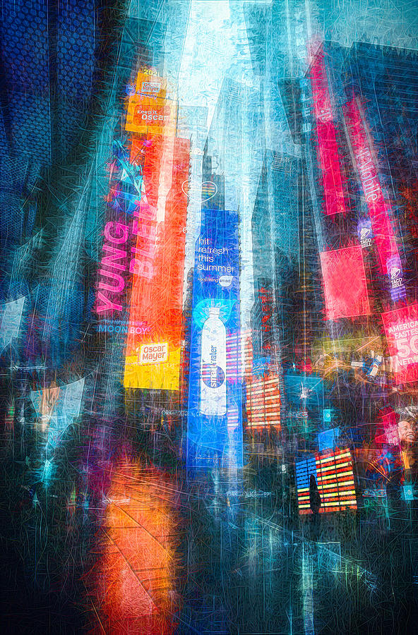 Time Square Impression In Rain Photograph by Catherine W.