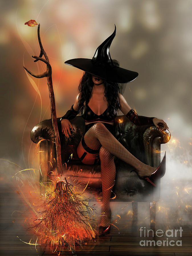 Halloween Digital Art - Time to Fly by Shanina Conway