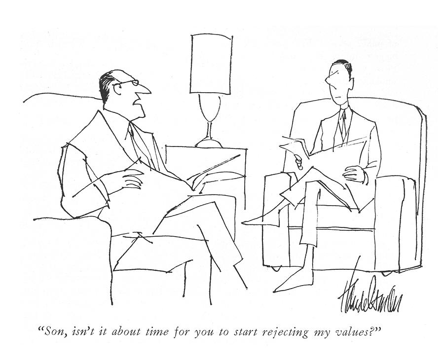 Time To Start Rejecting My Values Drawing by JB Handelsman
