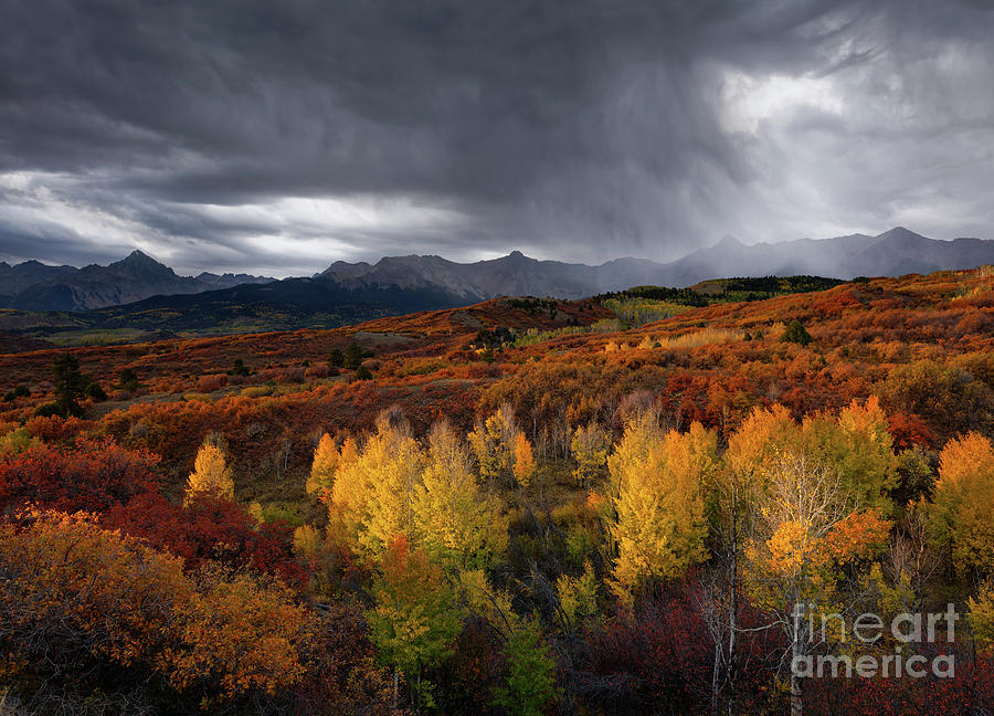 Autumn Foliage and Rain Showers in Colorados San Juan Mountains Photograph by Tom Schwabel