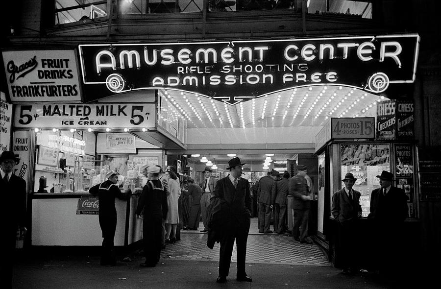 Times Square Photograph - Times Square Arcade by Peter Stackpole