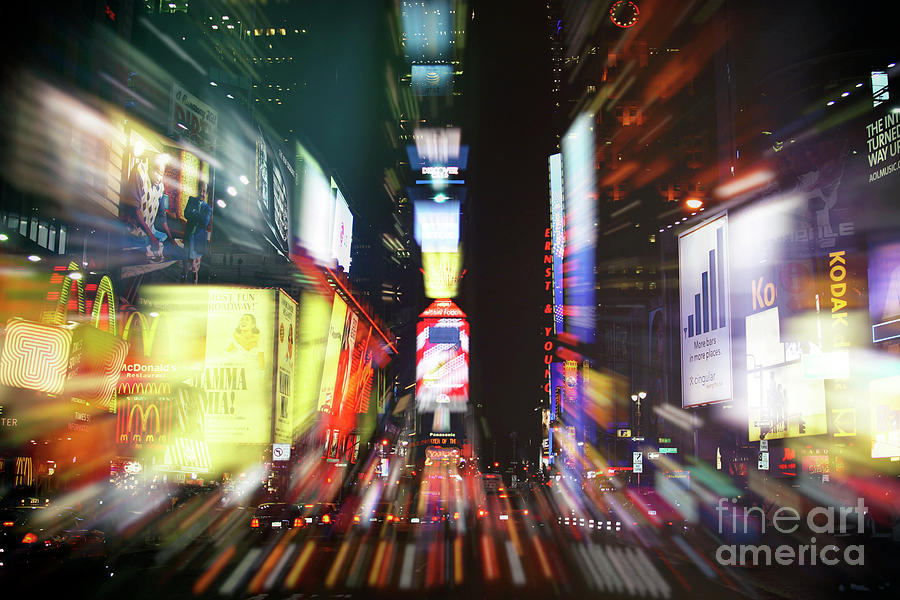 Times Square at Night Double Exposure New York City Photograph by John Rizzuto