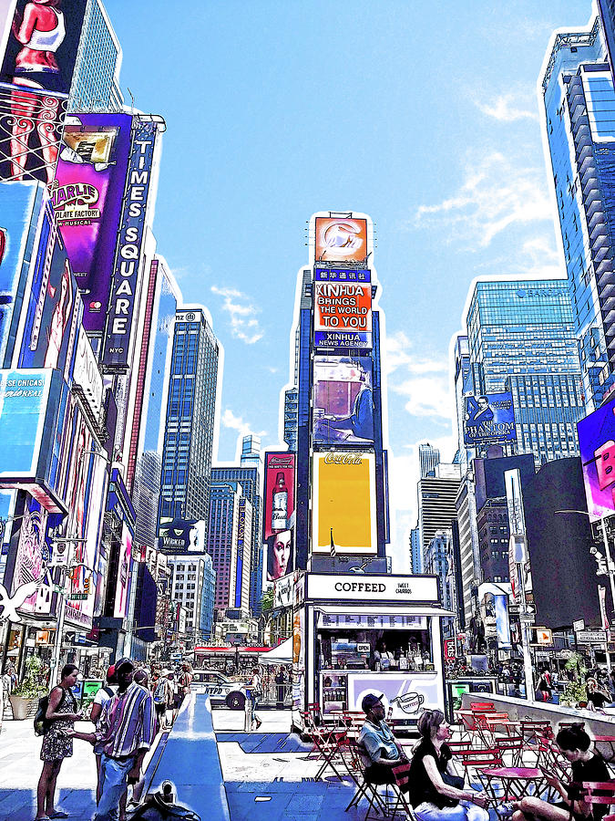 Times Square in New York City 3 Painting by Jeelan Clark