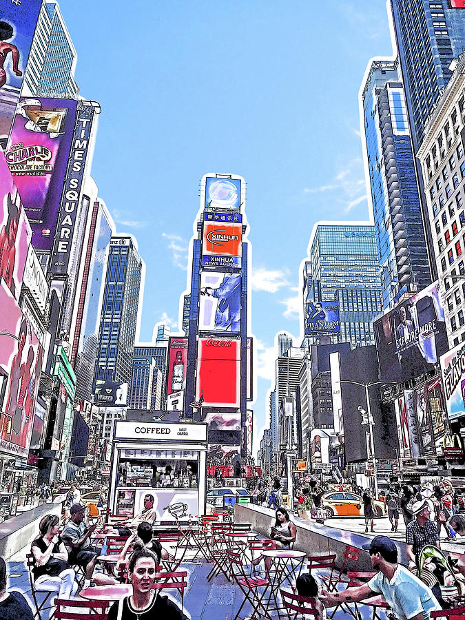 Times Square in New York City 4 Painting by Jeelan Clark