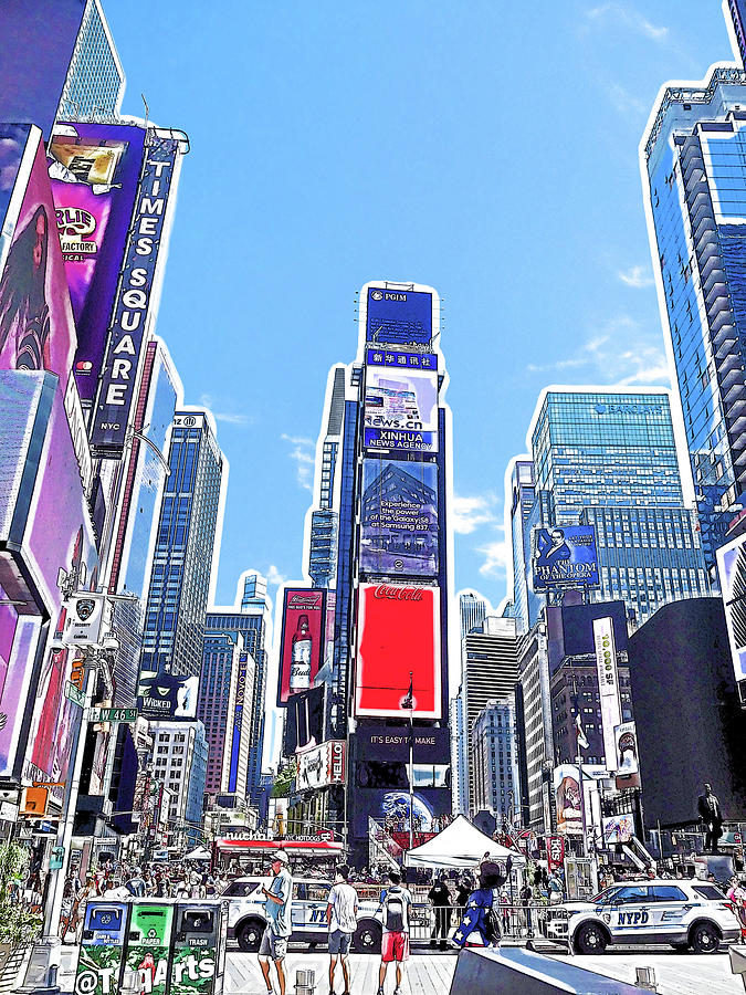 Times Square in New York City 6 Painting by Jeelan Clark
