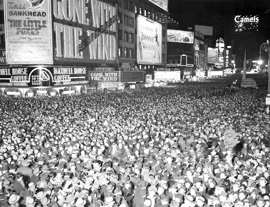 Times Square Is Filled With Celebrators Photograph by New York Daily News Archive