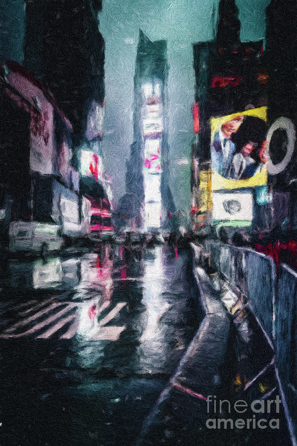 Times Square Night Time Scene Digital Art by Amy Cicconi