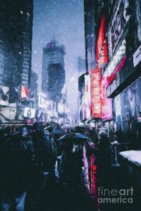 Times Square Nighttime Scene Digital Art by Amy Cicconi