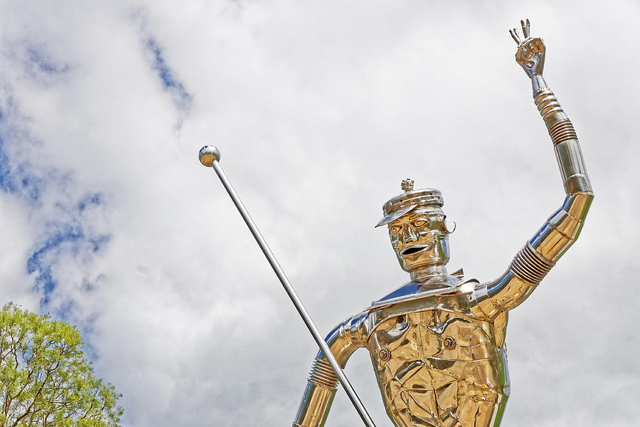 Tin Mans Rod -- Chrome Statue in Garland Valley, New South Wales Photograph by Darin Volpe