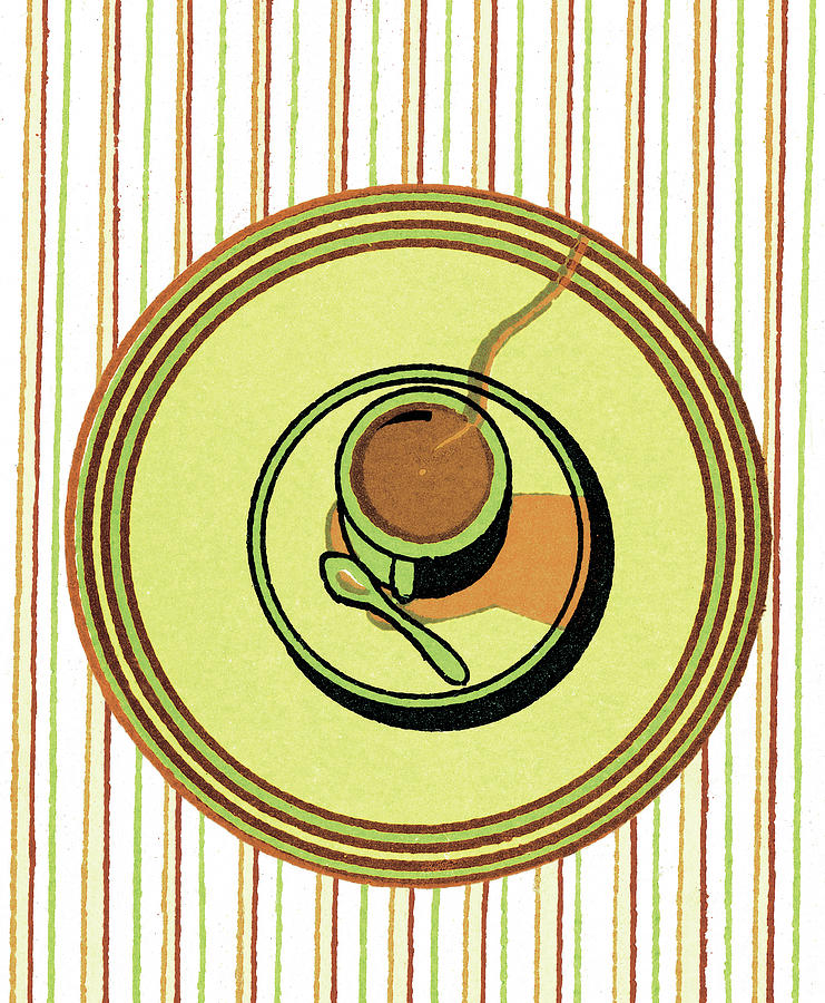 Coffee Drawing - Tiny Cup of Coffee and Saucer by CSA Images