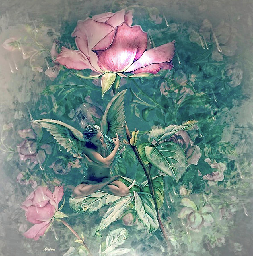 Fairy Mixed Media - Tiny Rose Fairy by Gayle Berry