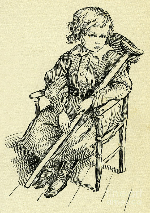 Tiny Tim from A Christmas Carol by Charles Dickens Drawing by Harold Copping