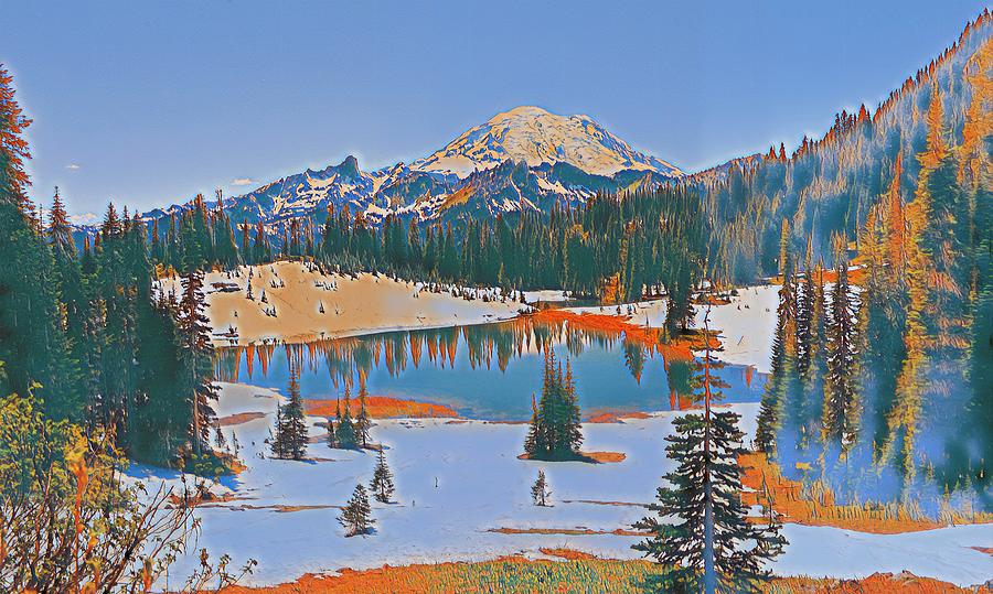 Tipsoo Lake Digital Art by Jerry Cahill